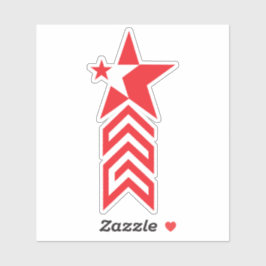 Pegatina Estrella Roja con Flechas de Chevron