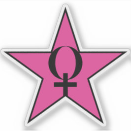 Pegatina Estrella rosa del feminismo v3