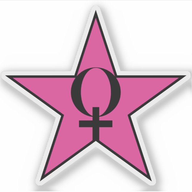 Pegatina Estrella rosa del feminismo v3 (Anverso)