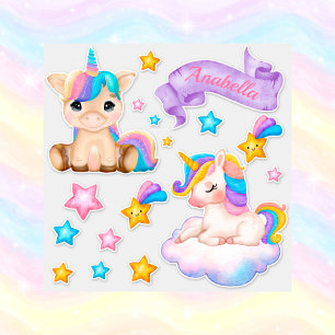 Pegatina Estrellas acuáticas de Personalizado y unicornio d