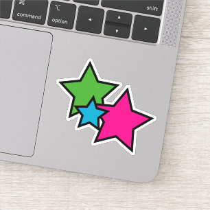 Pegatina Estrellas coloridas Neon Pink Green Blue Black
