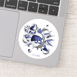 Pegatina estrellas de baloncesto gris azul chica número jer