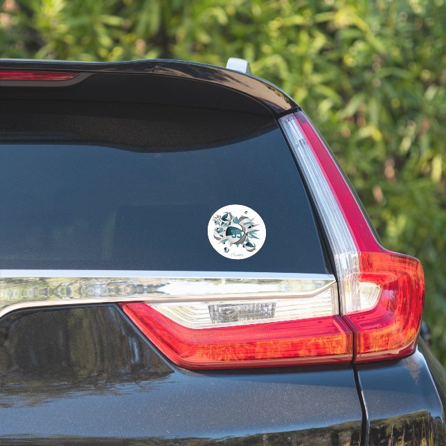 Pegatina estrellas de baloncesto gris verde azulado chica n (Lado del coche)