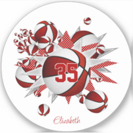 Pegatina estrellas de baloncesto rojo chicas número jersey