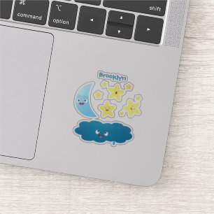 Pegatina Estrellas de canto, personalizado de luna y nube