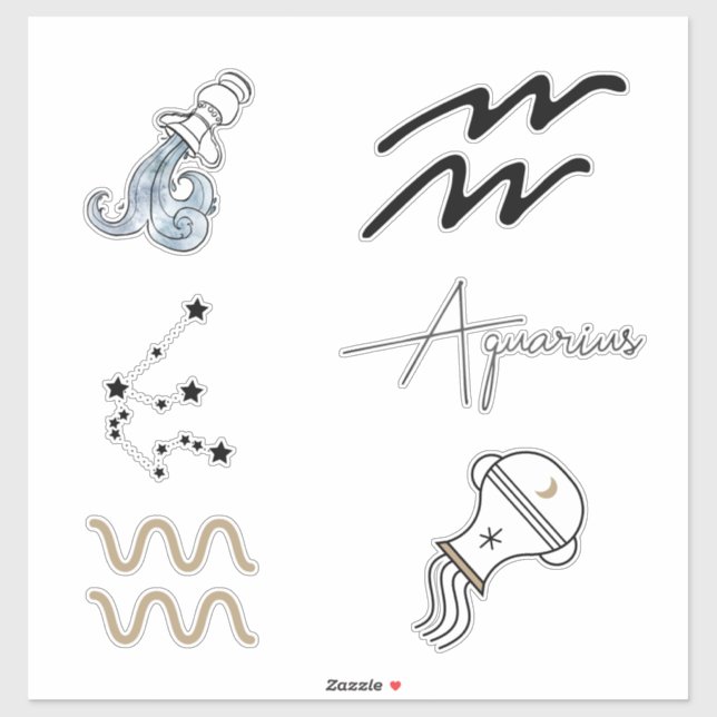 Pegatina Estrellas de cumpleaños de Aquarius astrology Zodi (Hoja)