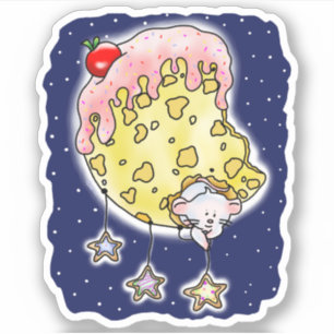 Pegatina Estrellas de gallina de azúcar colgando de la luna