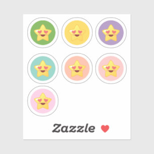 Pegatina Estrellas de Kawaii en círculos