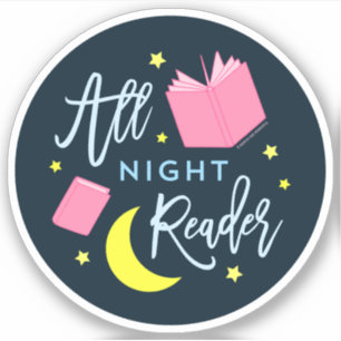Pegatina Estrellas de la luna y libros rosas durante toda l