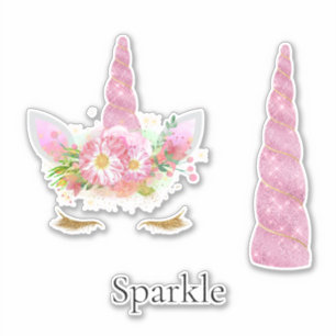 Pegatina Estrellas de oro rosado de esparkle de Unicornio c