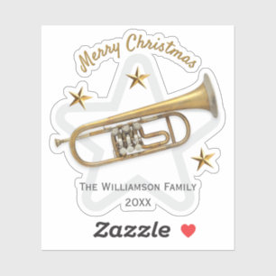 Pegatina Estrellas de Trompeta de Navidad Música Personaliz