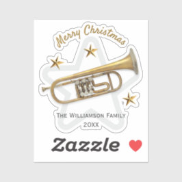 Pegatina Estrellas de Trompeta de Navidad Música Personaliz