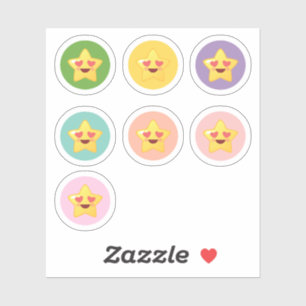 Pegatina Estrellas Kawaii en Círculos 