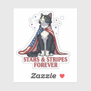 Pegatina Estrellas y rayas para siempre - Gato patriótico