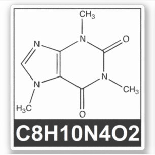 Pegatina Estructura de la Molécula cafeína - C8H10N4O2
