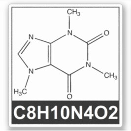 Pegatina Estructura de la molécula de cafeína - C8H10N4O2