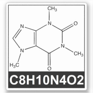 Pegatina Estructura de la molécula de cafeína - C8H10N4O2
