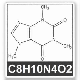Pegatina Estructura de la molécula de cafeína - C8H10N4O2