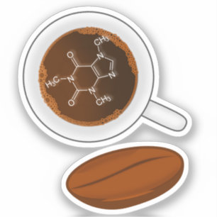 Pegatina Estructura molecular del grano de café - Fórmula d