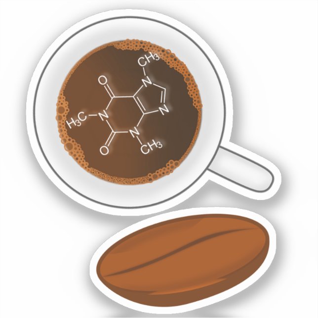Pegatina Estructura molecular del grano de café - Fórmula d (Anverso)