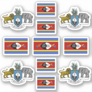 Pegatina Eswatini- Símbolos nacionales /Escudo de armas y b