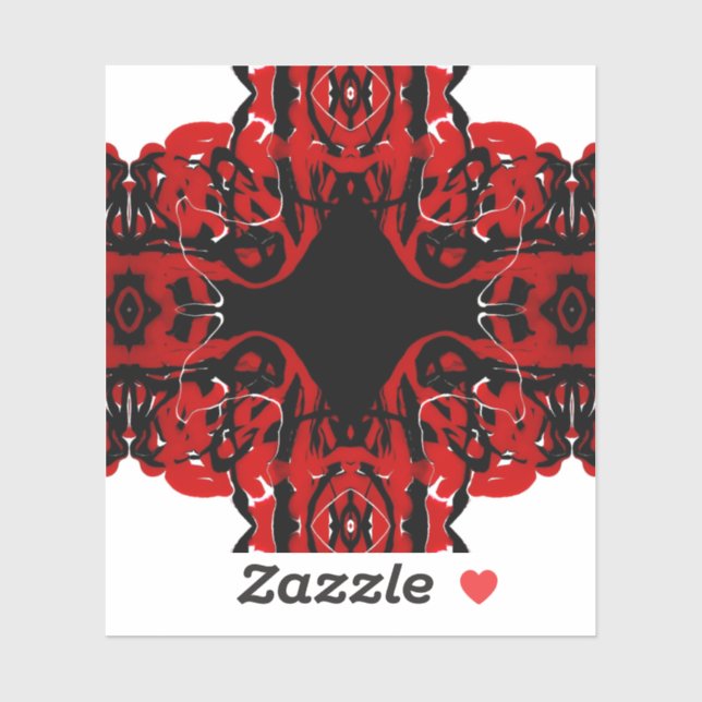Pegatina Eternal Abstract Red Black White Fluid Art (Hoja)