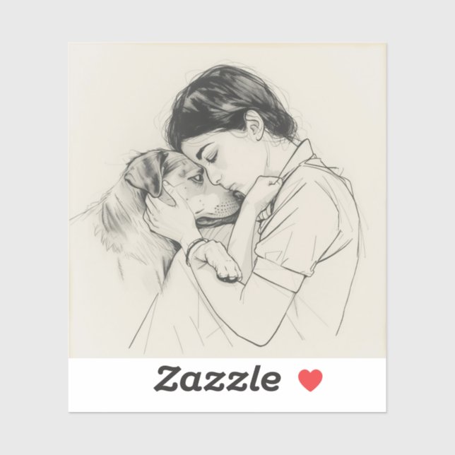 Pegatina Eternal Companions: Black & White Pet Bond Paintin (Hoja)