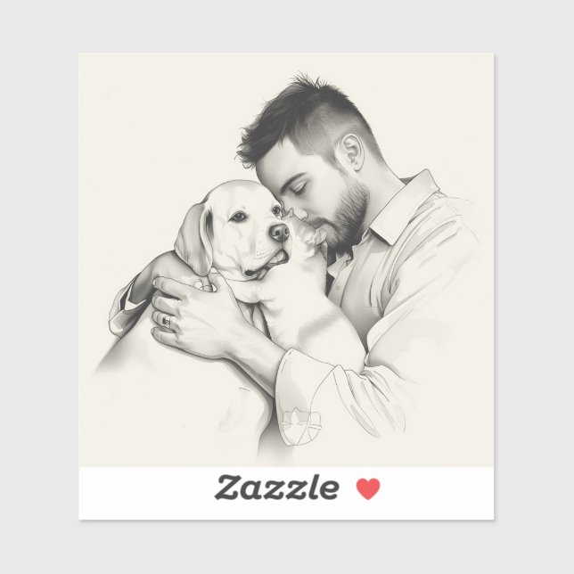 Pegatina Eternal Companions: Black & White Pet Bond Paintin (Hoja)