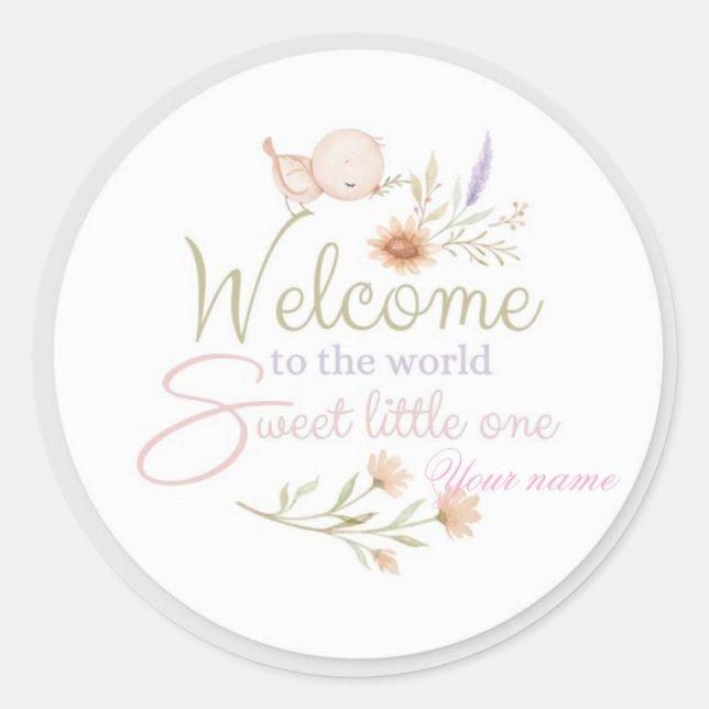 Pegatina / Etiqueta de Bienvenida Dulce Bebé (Anverso)