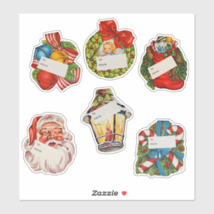Pegatina Etiquetas/ Adhesivos Navideños Vintage Grandes