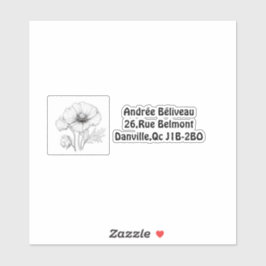 Pegatina Étiquette personnalisable fleur de pavot