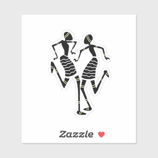 Pegatina Étnica, arte africano, impresionante danza de carn (Hoja)