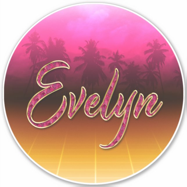 Pegatina Evelyn Vorname Name golden pink Aufkleber Sticker (Anverso)