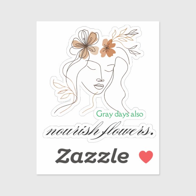 Pegatina Even gray days bloom – Boho floral art for emotion (Hoja)