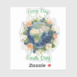 Pegatina Every Day Earth Day Floral Wreath Earth