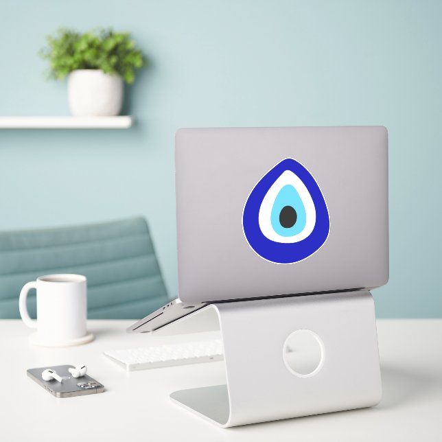 Pegatina Evil Eye Nazar Amulet (Ordenado portátil  en el escritorio)