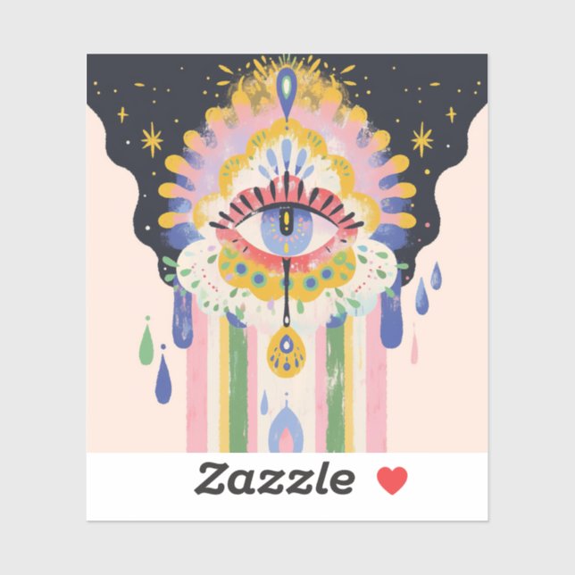 Pegatina Evil Eye Rainbow Drip Protection Charm (Hoja)