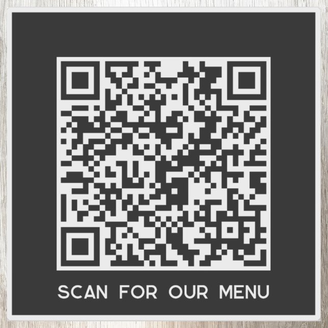 Pegatina Examen de código QR para el menú Negro (QR code business Scan for Menu custom text small business sticker)