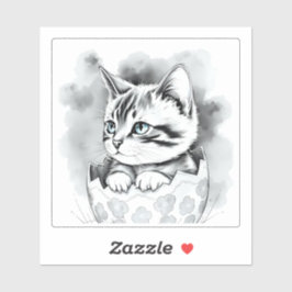 Pegatina excéntrico gatito de Pascua en la cáscara de huevo