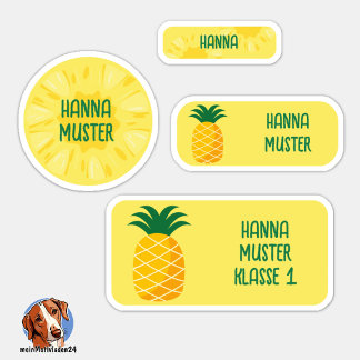 Pegatina Exotische Ananas Namensaufkleber – 24er Set