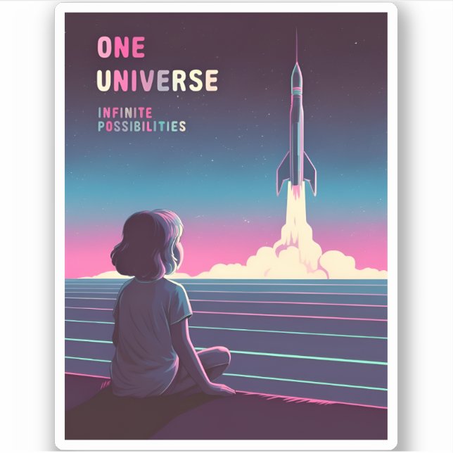 Pegatina Exploración del espacio de vaporwave LoFi de los a (Anverso)