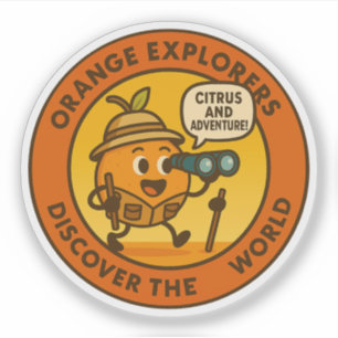 Pegatina Exploradores Naranja Descubren El Mundo