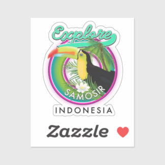 Pegatina explorar el logotipo de viaje de Samosir indonesia