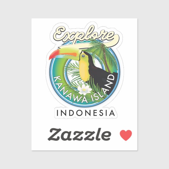 Pegatina explorar isla kanawa indonesia (Hoja)