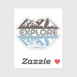 Pegatina Explorar La Montaña Y El Espejo Del Agua