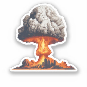 Pegatina Explosión nuclear con hongos