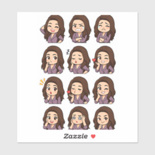 Pegatina Exprésalo todo: paquete de chica chibi linda