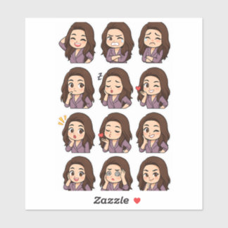 Pegatina Exprésalo todo: paquete de chica chibi linda