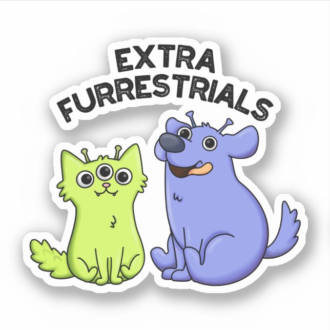 Pegatina Extra Furrestrials Funny Alien Furry Mascota Pun (Anverso)