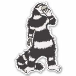 Pegatina Extraña Máscara De Cráneo De Gato Whimsical Gótica